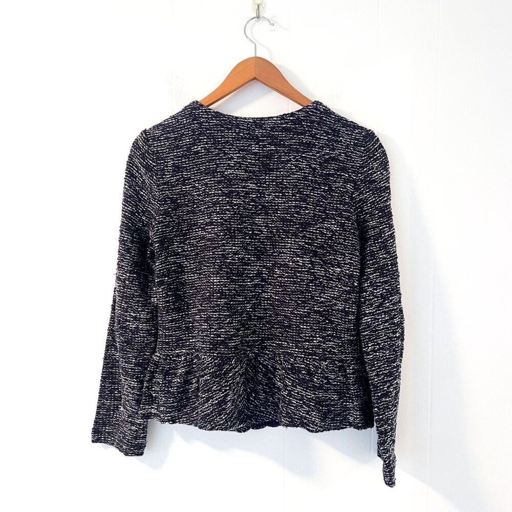 J. Crew Womens Navy Blue White Tweed Boucle Peplum Blazer Jacket Size Small - Picture 6 of 11